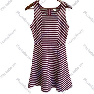 Guess Gray/Red Striped Dress, Size Small, Fit & Flare, Sleeveless